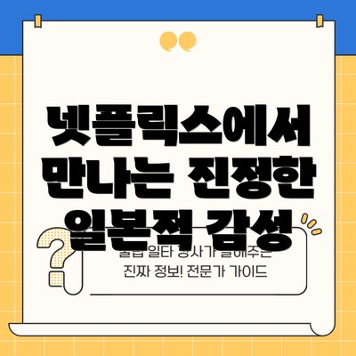 넷플릭스에서 만나는 진정한 일본적 감성