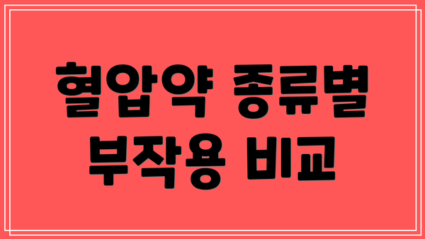 혈압약 종류별 부작용 비교
