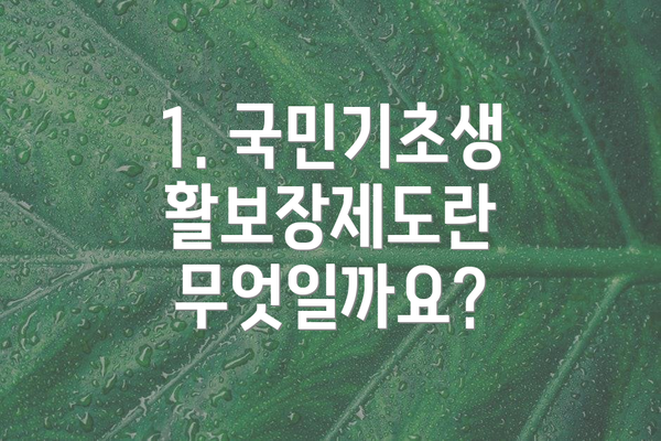1. 국민기초생활보장제도란 무엇일까요?