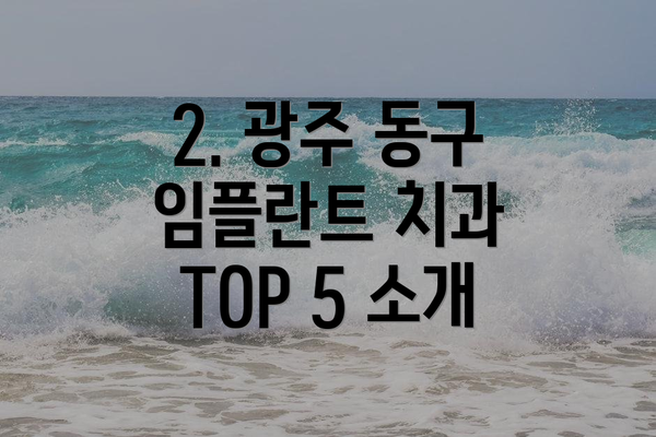 2. 광주 동구 임플란트 치과 TOP 5 소개
