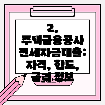2. 주택금융공사 전세자금대출: 자격, 한도, 금리 정보