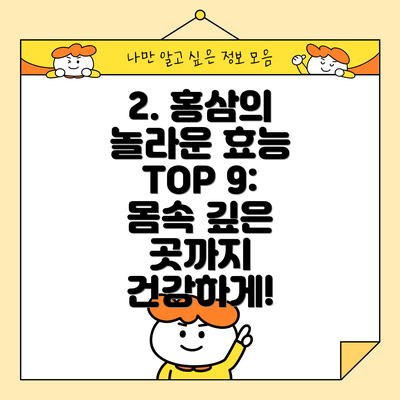 2. 홍삼의 놀라운 효능 TOP 9:  몸속 깊은 곳까지 건강하게!