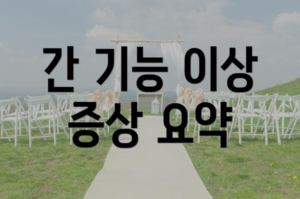 간 기능 이상 증상 요약