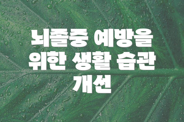 뇌졸중 예방을 위한 생활 습관 개선