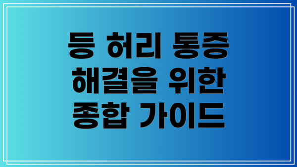 등 허리 통증 해결을 위한 종합 가이드