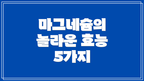 마그네슘의 놀라운 효능 5가지