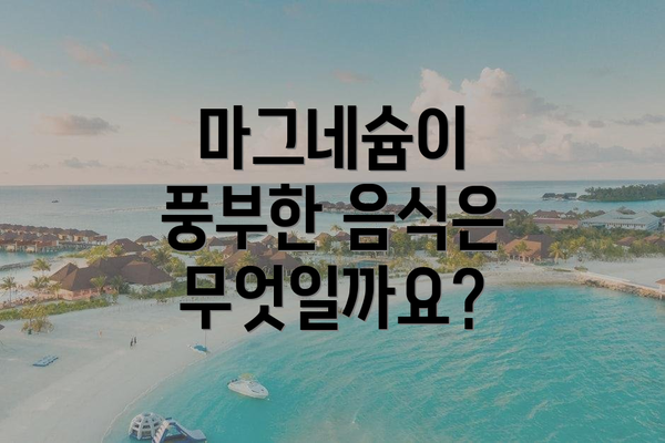 마그네슘이 풍부한 음식은 무엇일까요?