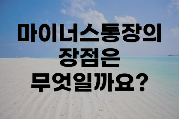 마이너스통장의 장점은 무엇일까요?