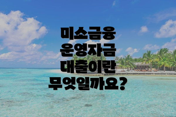 미소금융 운영자금 대출이란 무엇일까요?