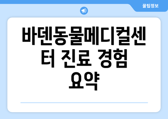 바덴동물메디컬센터 진료 경험 요약