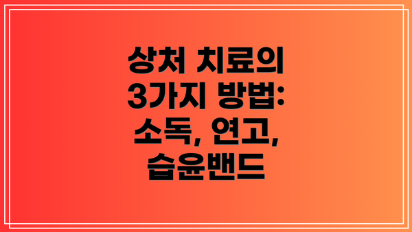 상처 치료의 3가지 방법: 소독, 연고, 습윤밴드