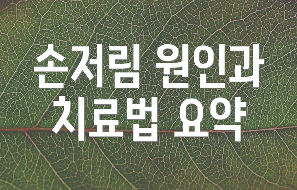 손저림 원인과 치료법 요약