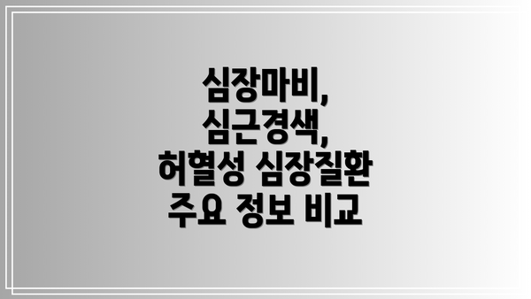 심장마비, 심근경색, 허혈성 심장질환 주요 정보 비교