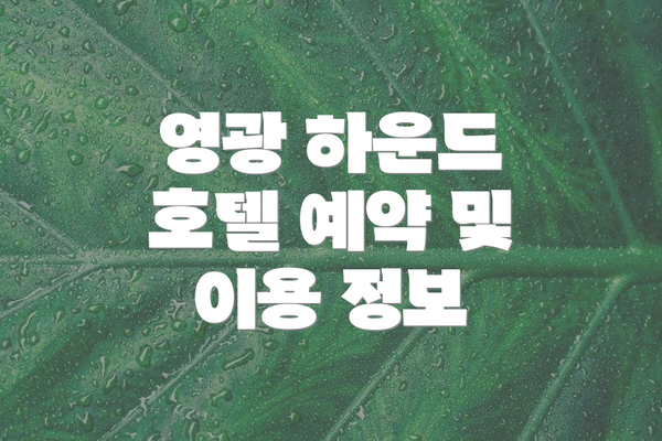 영광 하운드 호텔 예약 및 이용 정보