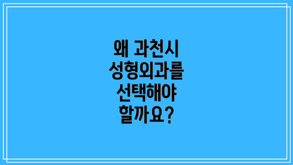 왜 과천시 성형외과를 선택해야 할까요?