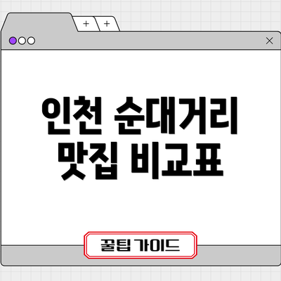 인천 순대거리 맛집 비교표