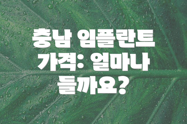 충남 임플란트 가격: 얼마나 들까요?