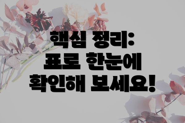 핵심 정리: 표로 한눈에 확인해 보세요!
