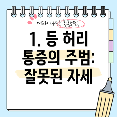1. 등 허리 통증의 주범: 잘못된 자세