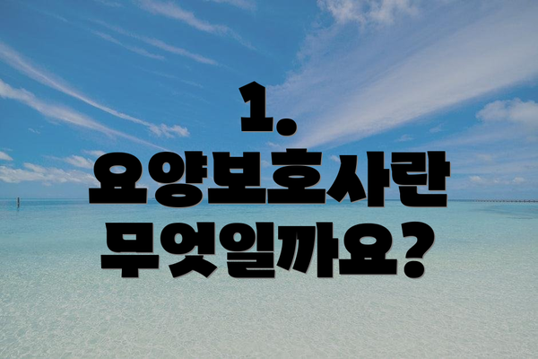 1. 요양보호사란 무엇일까요?