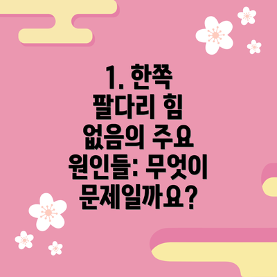 1. 한쪽 팔다리 힘 없음의 주요 원인들: 무엇이 문제일까요?