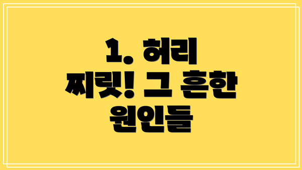 1. 허리 찌릿! 그 흔한 원인들