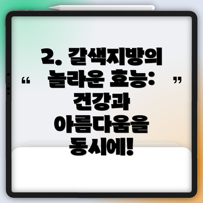 2. 갈색지방의 놀라운 효능: 건강과 아름다움을 동시에!