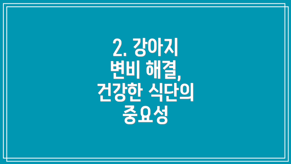 2. 강아지 변비 해결, 건강한 식단의 중요성
