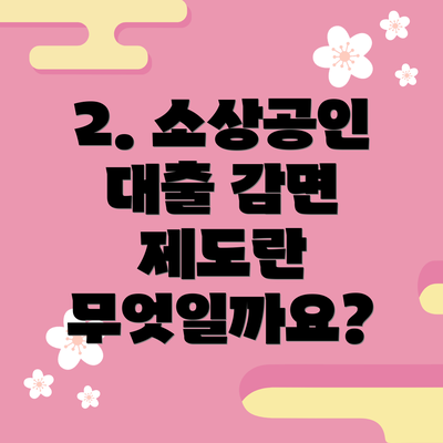 2. 소상공인 대출 감면 제도란 무엇일까요?