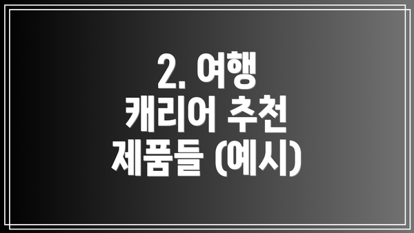 2. 여행 캐리어 추천 제품들 (예시)