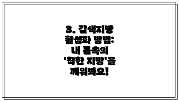 3. 갈색지방 활성화 방법:  내 몸속의 '착한 지방'을 깨워봐요!