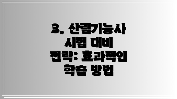 3. 산림기능사 시험 대비 전략: 효과적인 학습 방법
