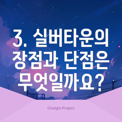 3. 실버타운의 장점과 단점은 무엇일까요?
