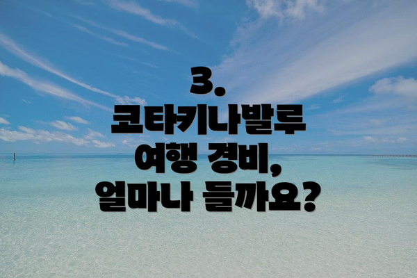 3. 코타키나발루 여행 경비, 얼마나 들까요?