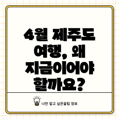 4월 제주도 여행, 왜 지금이어야 할까요?