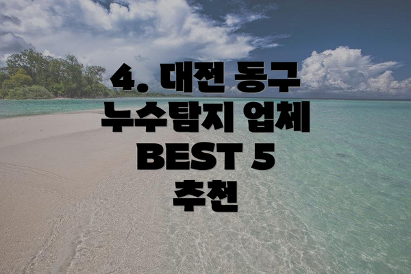 4. 대전 동구 누수탐지 업체 BEST 5 추천