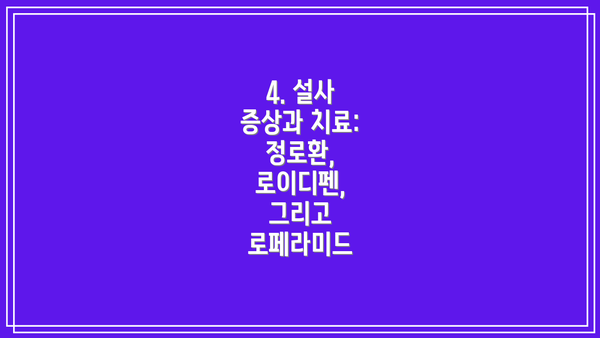 4. 설사 증상과 치료: 정로환, 로이디펜, 그리고 로페라미드