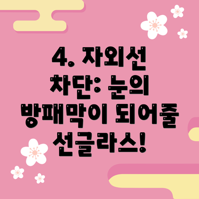 4. 자외선 차단: 눈의 방패막이 되어줄 선글라스!