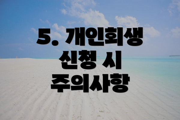 5. 개인회생 신청 시 주의사항