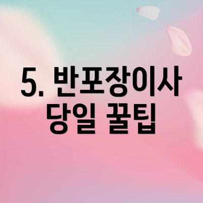 5. 반포장이사 당일 꿀팁