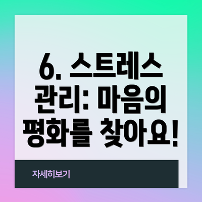 6. 스트레스 관리: 마음의 평화를 찾아요!