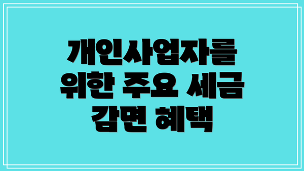 개인사업자를 위한 주요 세금 감면 혜택