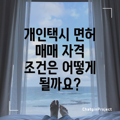 개인택시 면허 매매 자격 조건은 어떻게 될까요?