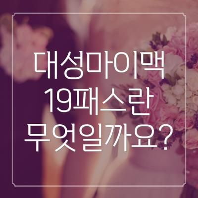 대성마이맥 19패스란 무엇일까요?