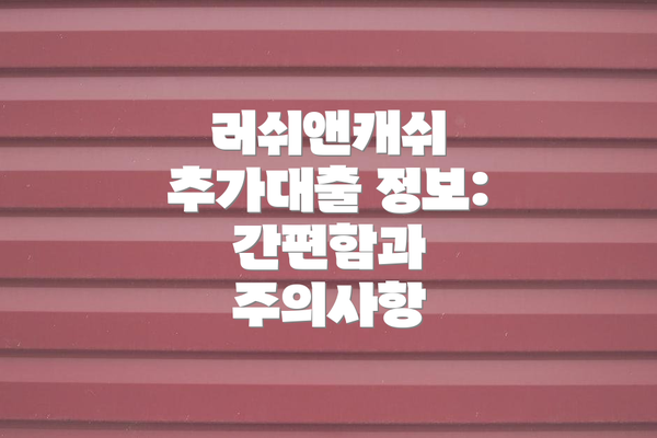 러쉬앤캐쉬 추가대출 정보: 간편함과 주의사항