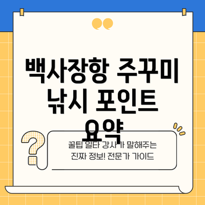 백사장항 주꾸미 낚시 포인트 요약