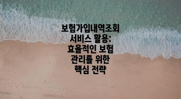 보험가입내역조회 서비스 활용: 효율적인 보험 관리를 위한 핵심 전략