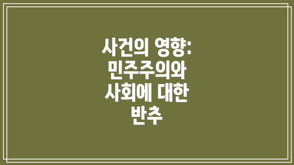 사건의 영향:  민주주의와 사회에 대한 반추