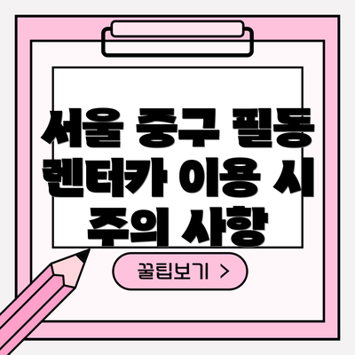 서울 중구 필동 렌터카 이용 시 주의 사항