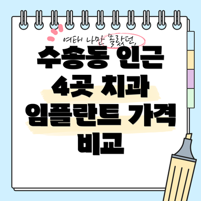 수송동 인근 4곳 치과 임플란트 가격 비교